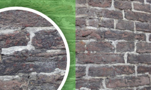 Zwarte aanslag rode baksteen